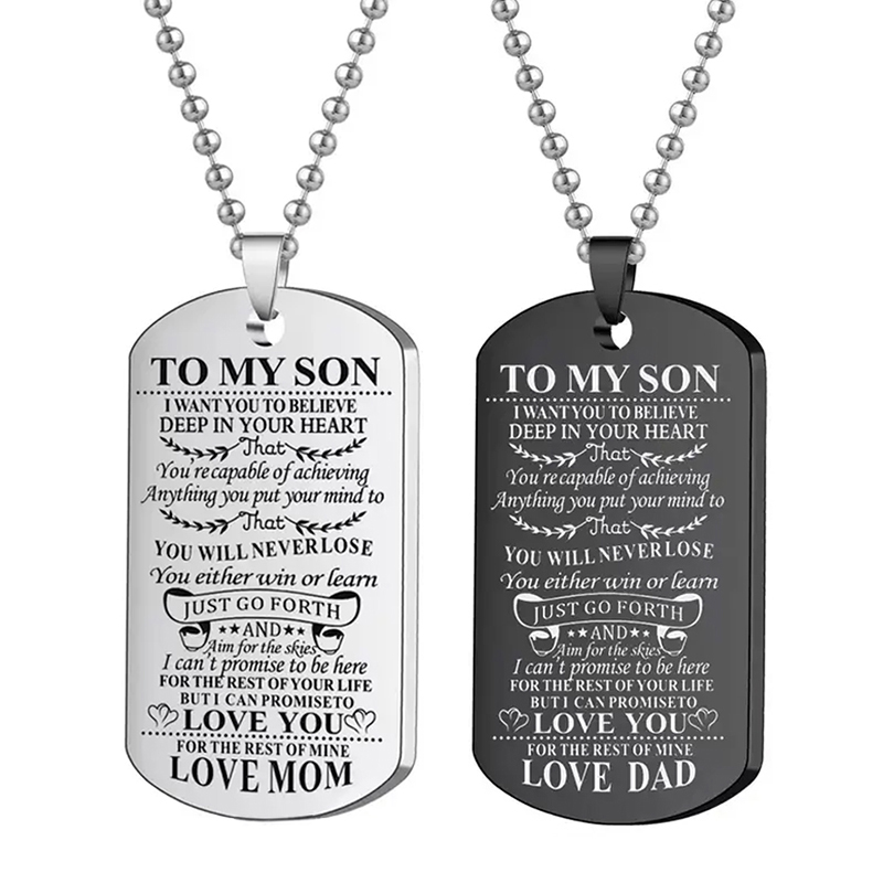 Mens Dog Tag Necklace - Untuk Anakku Kalung Inspirasional Kalung Liontin