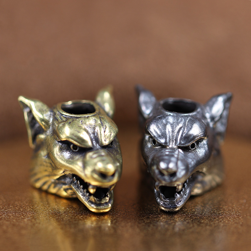 Wolf Jewelry & Watches Tampa - Patung kepala pejuang hewan serigala kuningan,