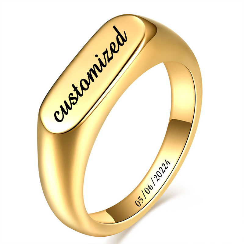 Mens Signet Ring - Cincin Signet baja tahan karat dapat