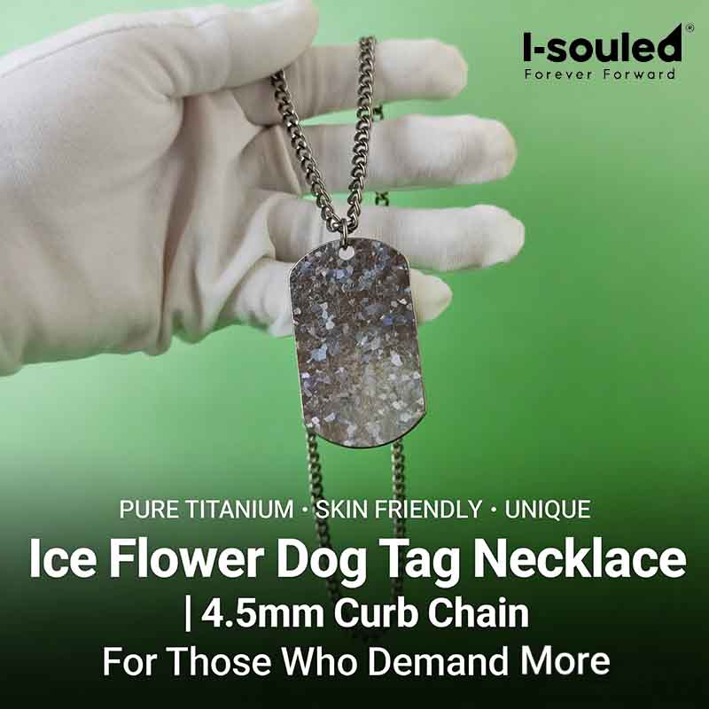 Mens Dog Tag Necklace - Kalung Titanium Murni Rantai Jalan 4.5mm