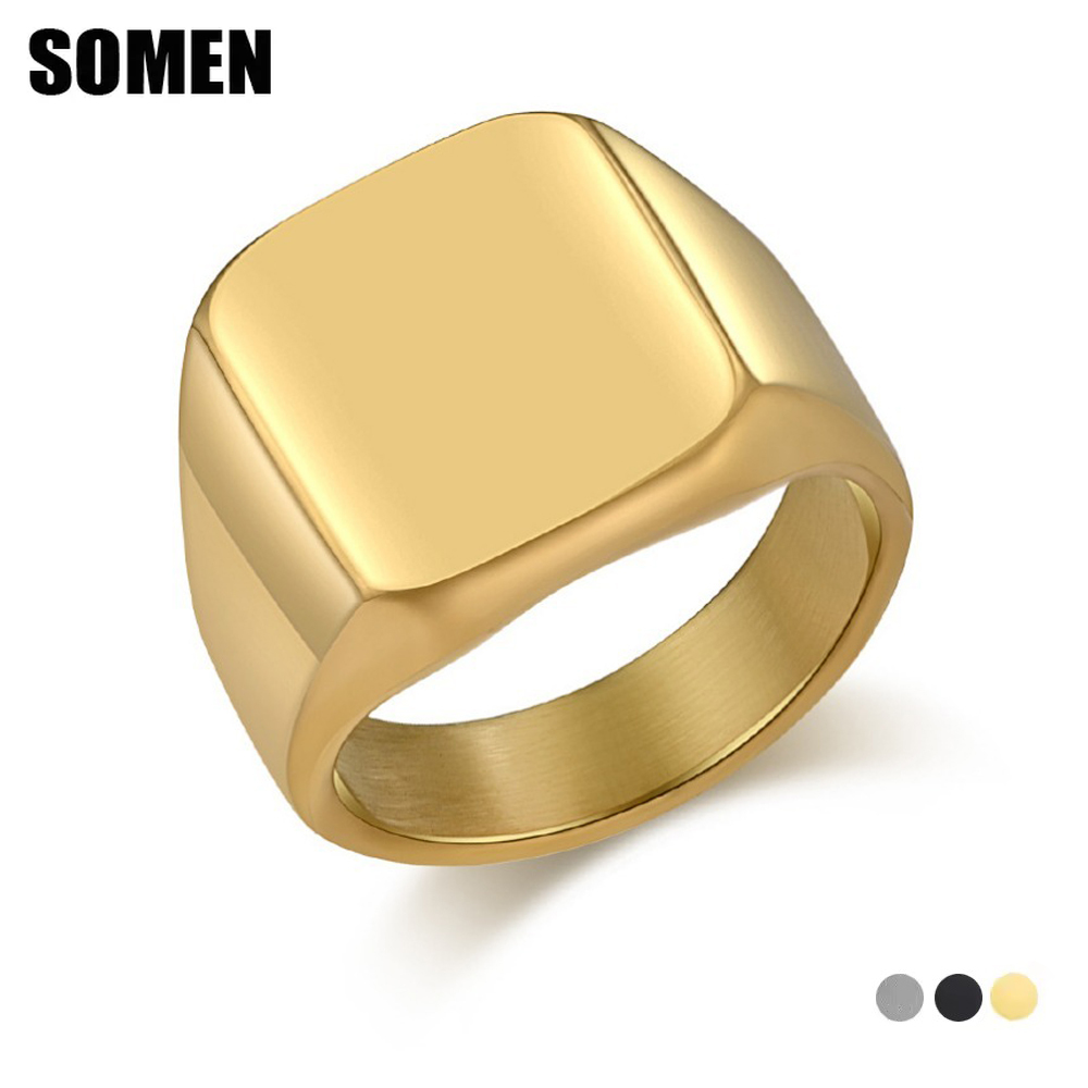 Mens Signet Ring - Cincin Tungsten Carbide Persegi Somen Signet