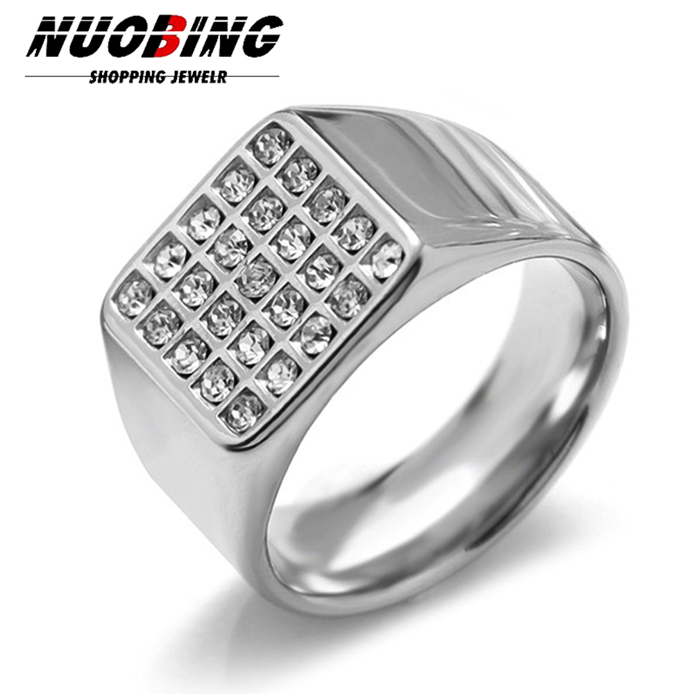 Mens Signet Ring - Cincin Signet Zirkonia Kubik Berkilau 14mm