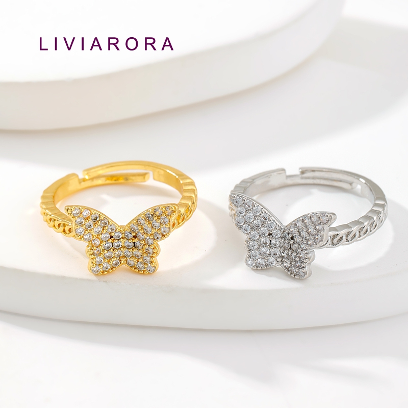 1/2/4Pcs Cincin Jari Kupu-Kupu - Gold Plated Ring ulasan dan harga