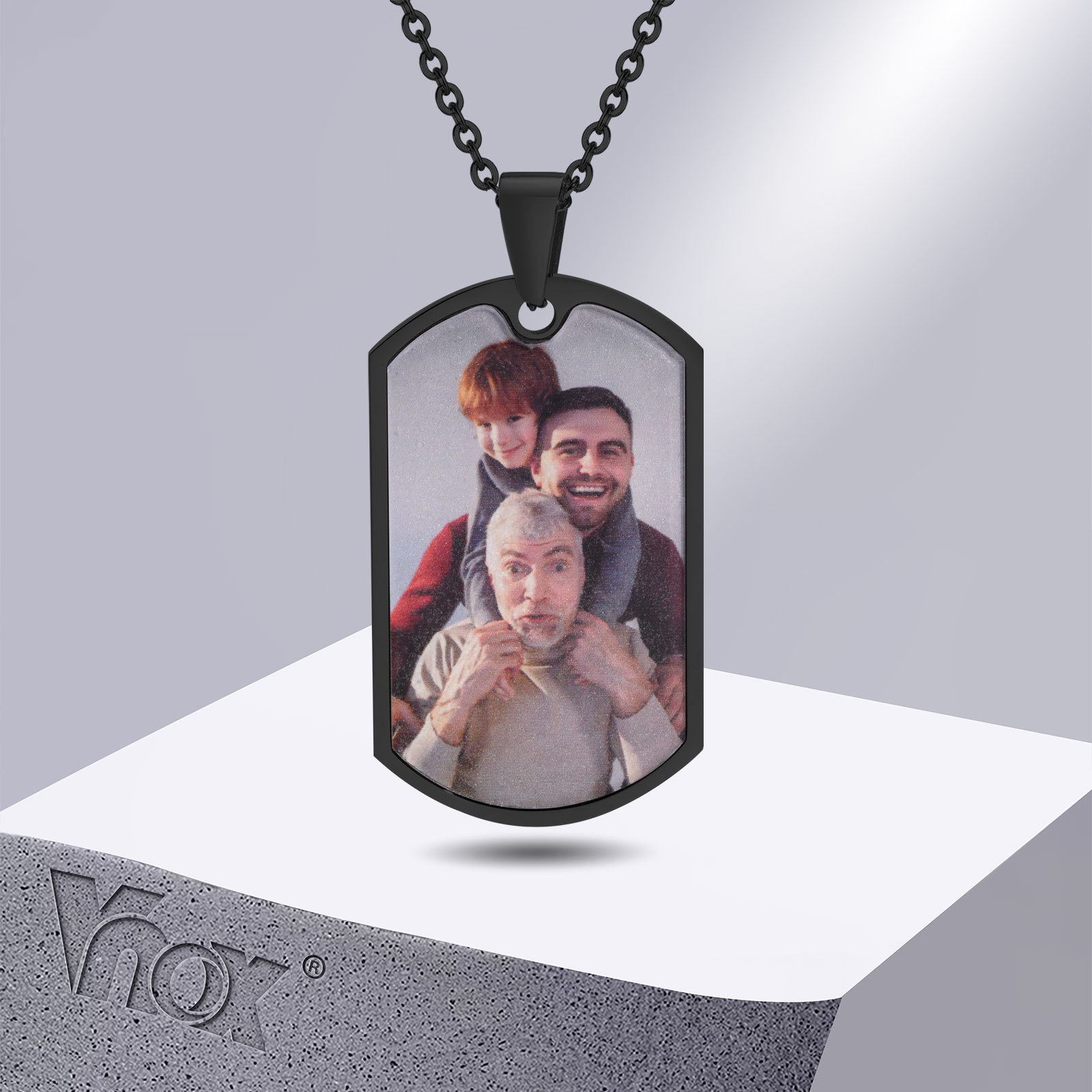 Vnox Gratis Foto Kustom Kata-k - Mens Dog Tag Necklace ulasan dan harga