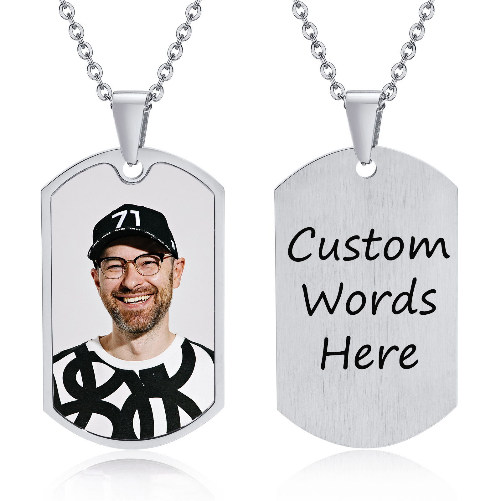 Vnox Gratis Foto Kustom Kata-k - Mens Dog Tag Necklace ulasan dan harga