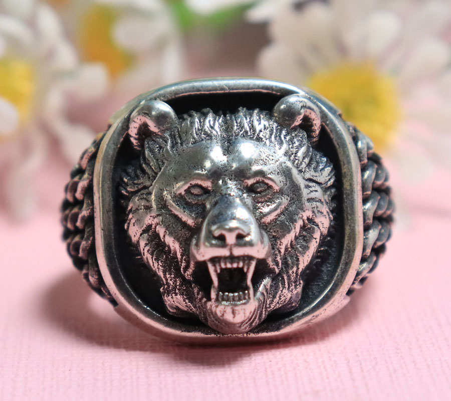 22g Kepala Beruang Viking Orna - Mens Signet Ring ulasan dan harga