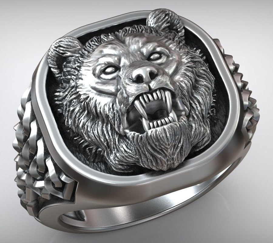 22g Kepala Beruang Viking Orna - Mens Signet Ring ulasan dan harga