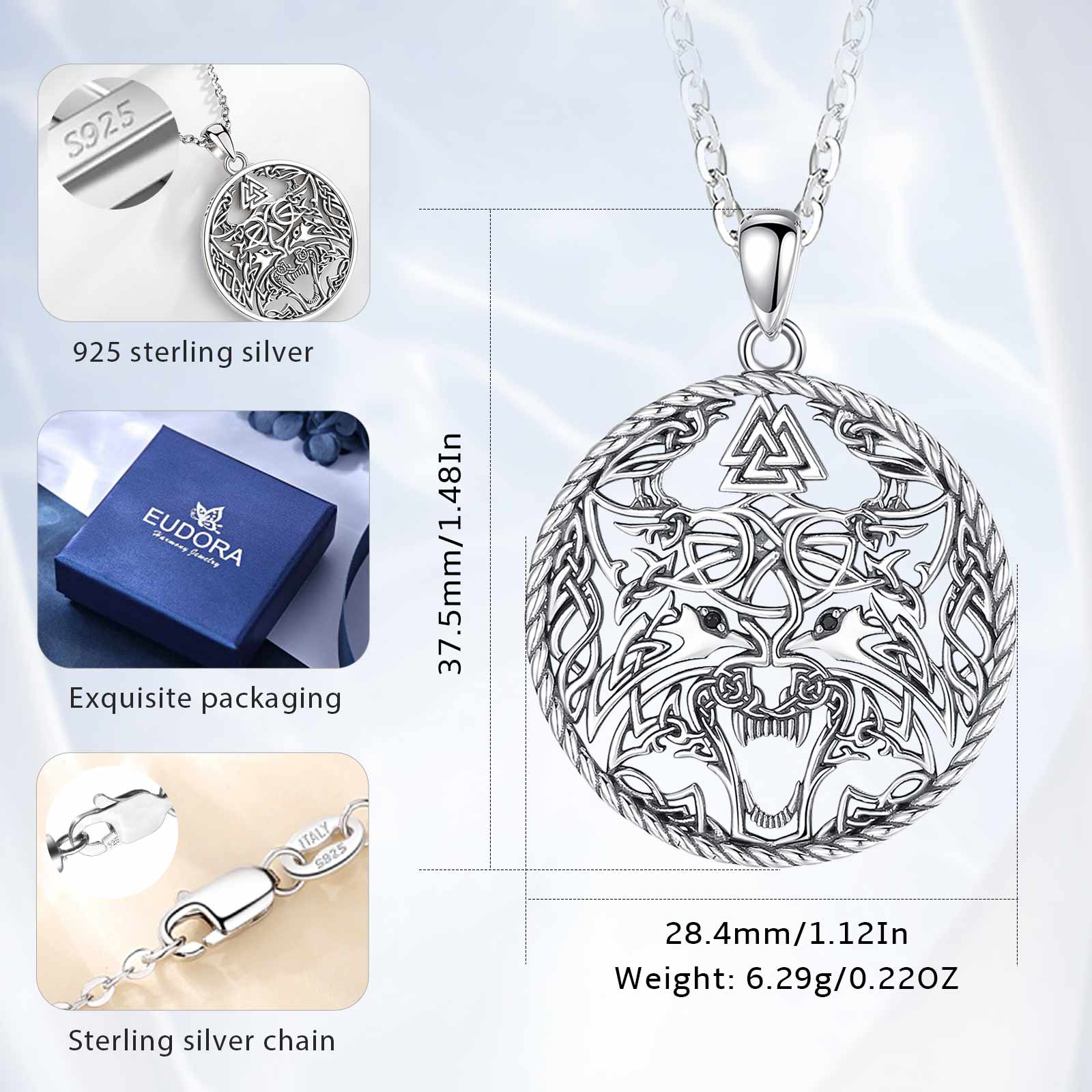 Eudora 925 Perak Murni Kalung  - Wolf Jewelry & Watches Tampa ulasan dan harga
