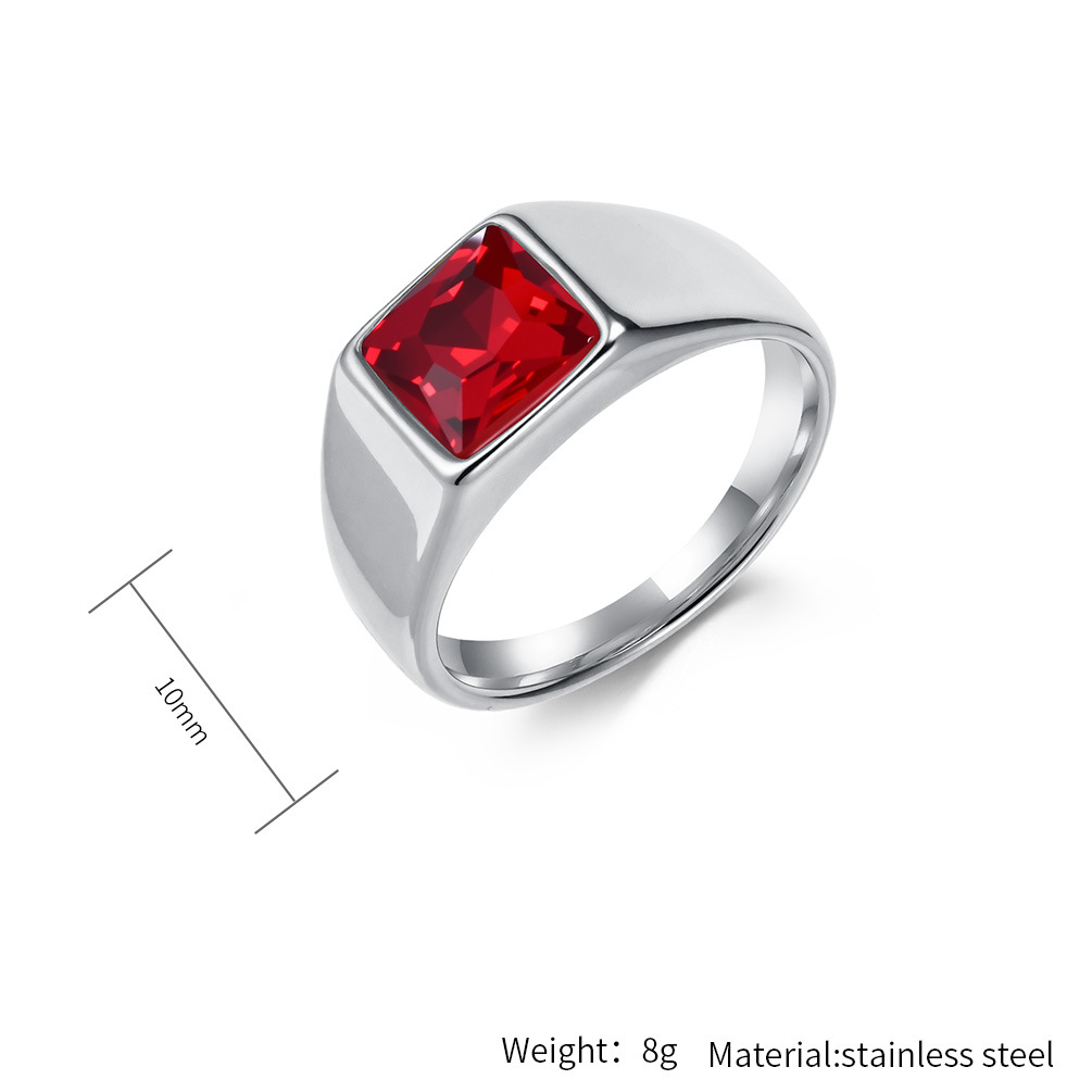 Cincin Stempel Permata Persegi - Mens Signet Ring ulasan dan harga