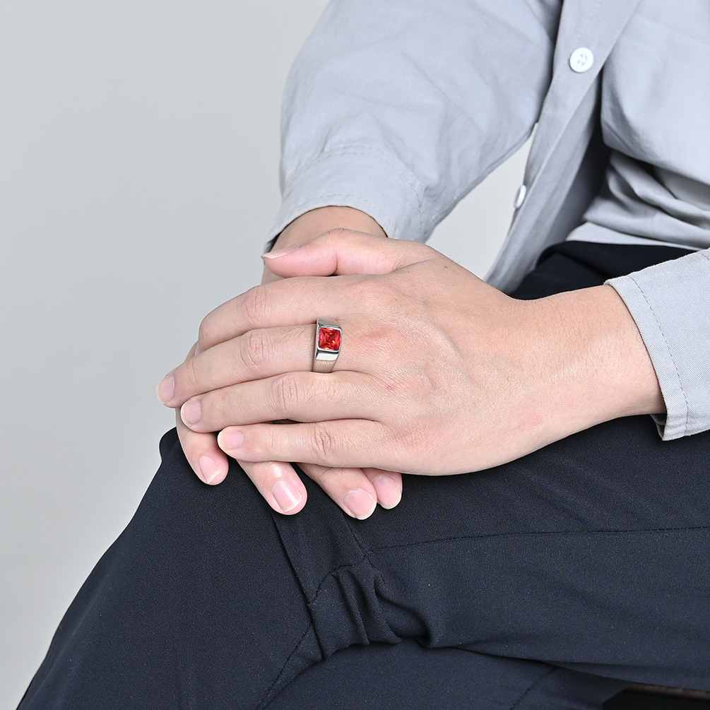 Cincin Stempel Permata Persegi - Mens Signet Ring ulasan dan harga