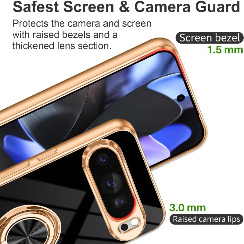 Casing HP Google Pixel 10 9 8  - Gold Plated Ring ulasan dan harga