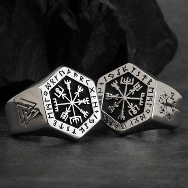Cincin Skandinavia Rune Signet - Mens Signet Ring ulasan dan harga