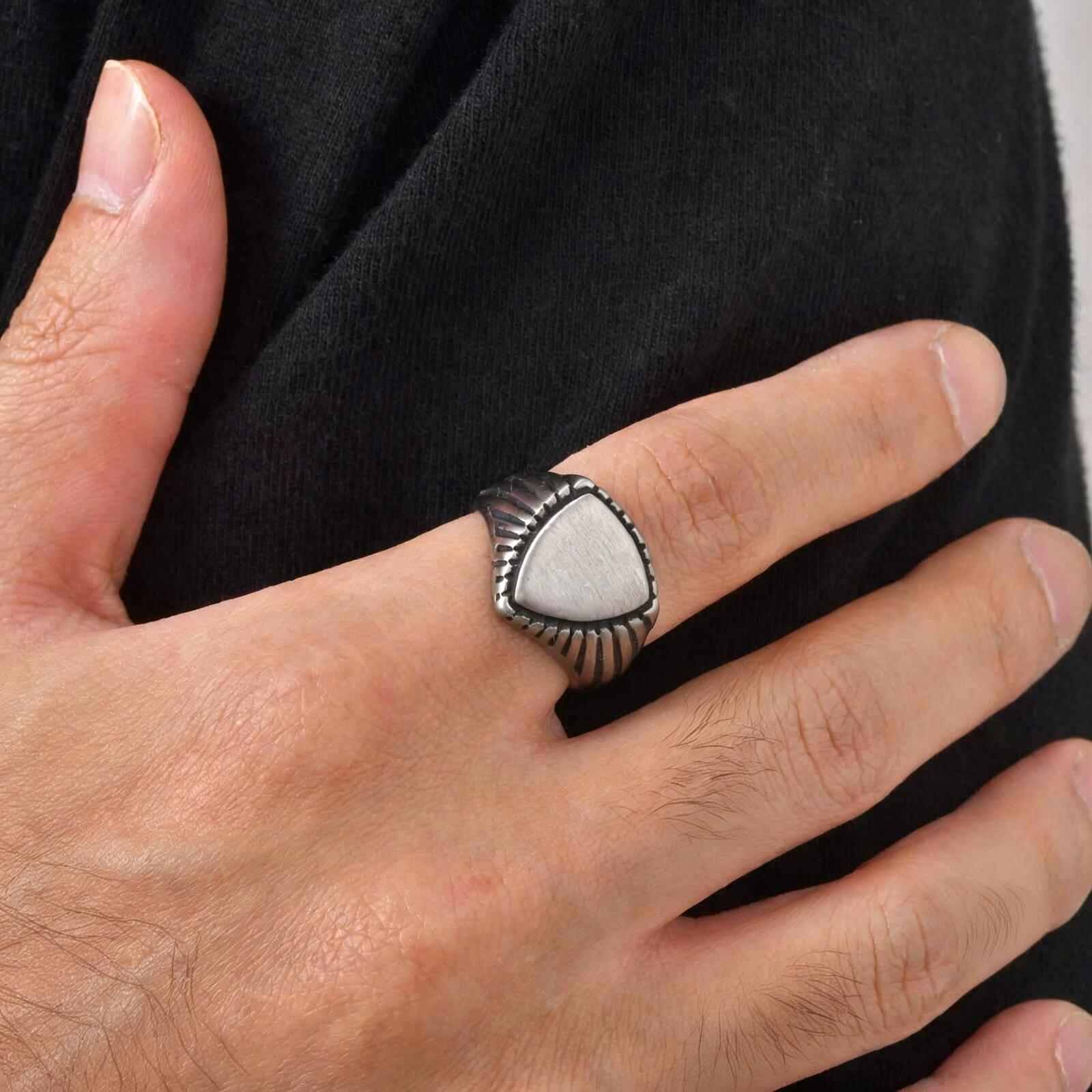 Cincin Signet Perisai Vintage  - Mens Signet Ring ulasan dan harga