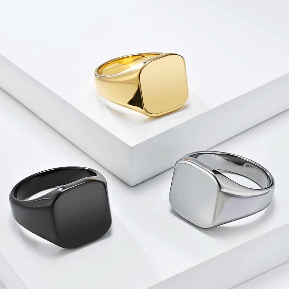 Cincin Tungsten Carbide Perseg - Mens Signet Ring ulasan dan harga