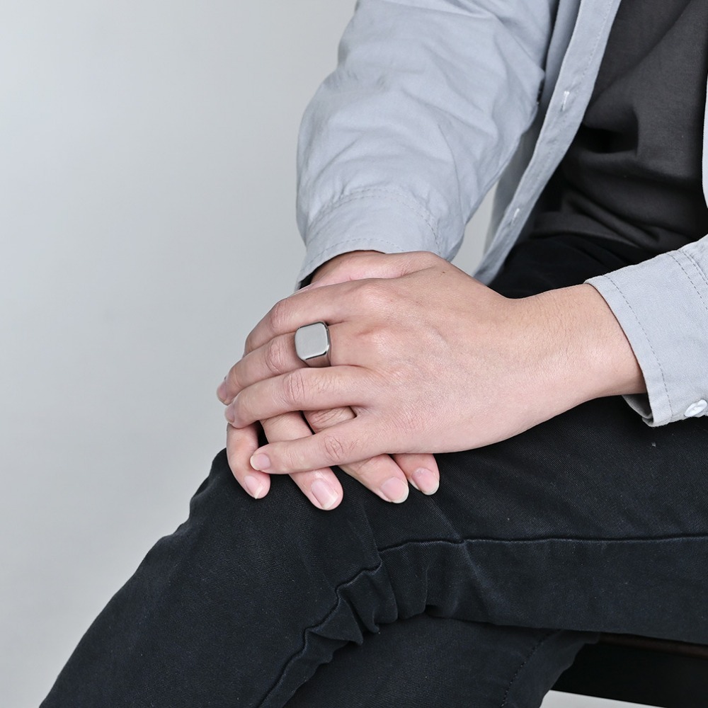 Cincin Tungsten Carbide Perseg - Mens Signet Ring ulasan dan harga