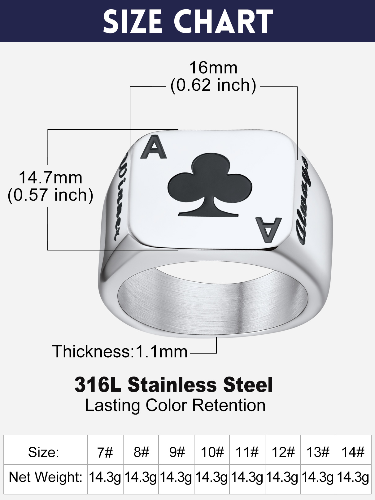 U7 Cincin Kartu Poker Baja Tah - Mens Signet Ring ulasan dan harga