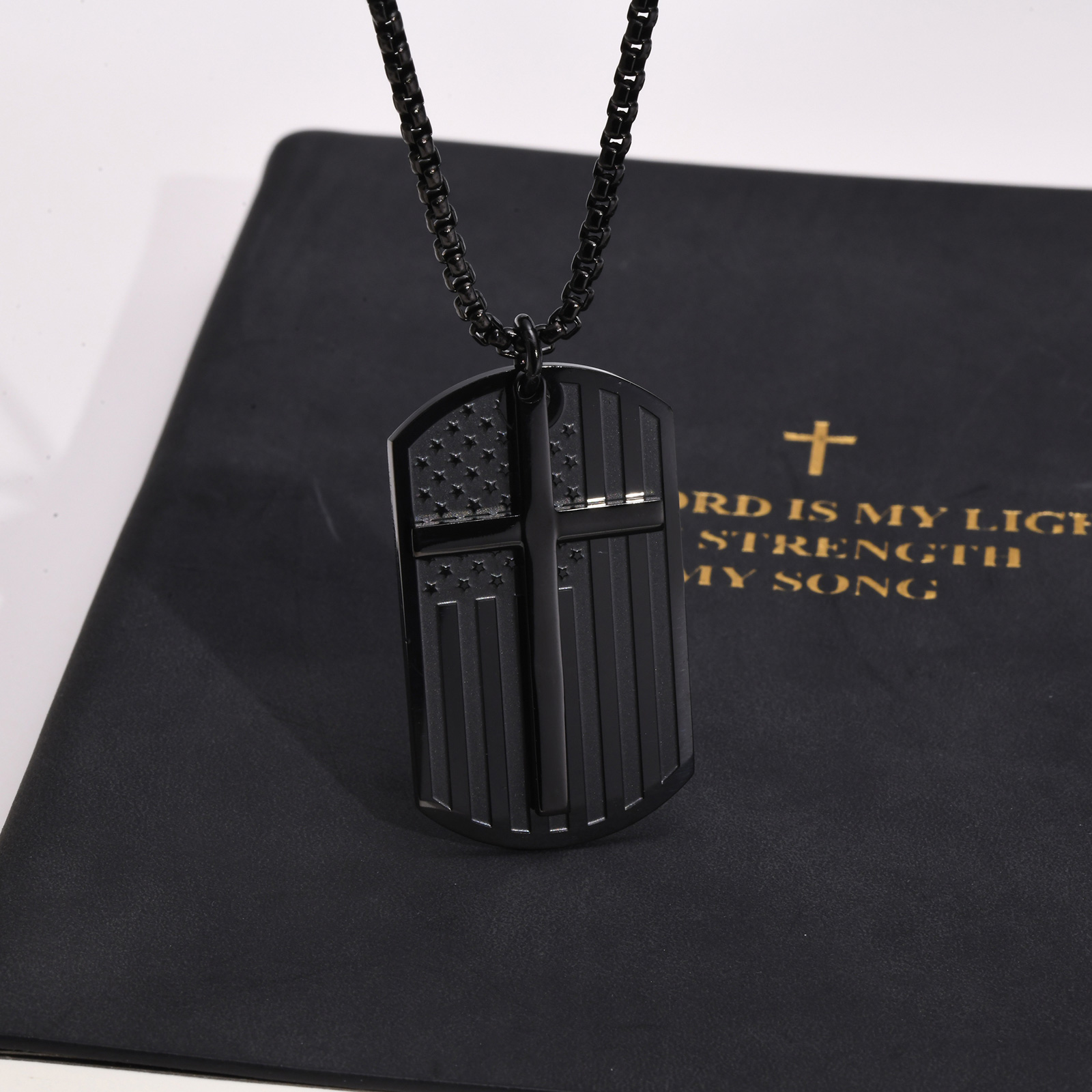 Kalung Salib Hitam untuk Pria, - Mens Dog Tag Necklace ulasan dan harga