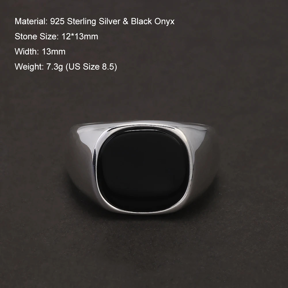 S925 Perak Murni Cincin Stempe - Mens Signet Ring ulasan dan harga