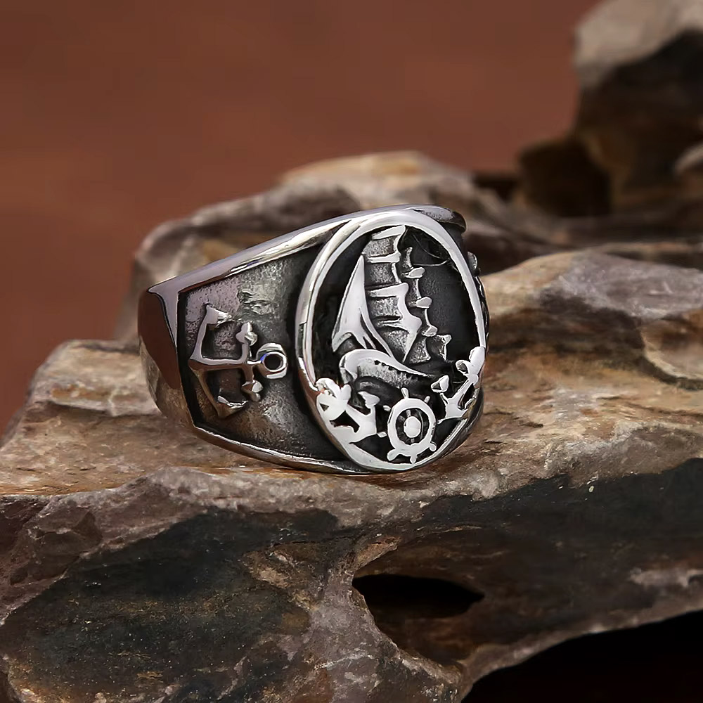 Cincin Segel Baja Anti Karat M - Mens Signet Ring ulasan dan harga