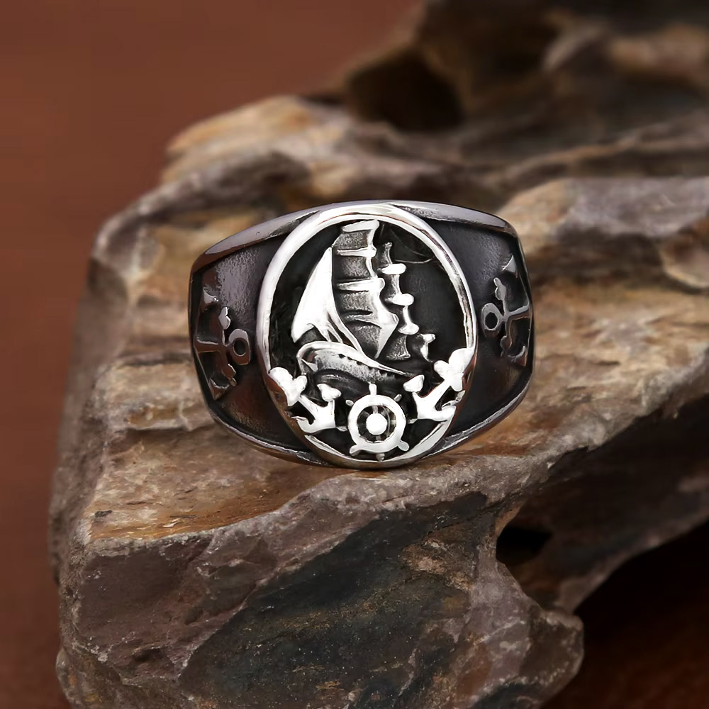 Cincin Segel Baja Anti Karat M - Mens Signet Ring ulasan dan harga