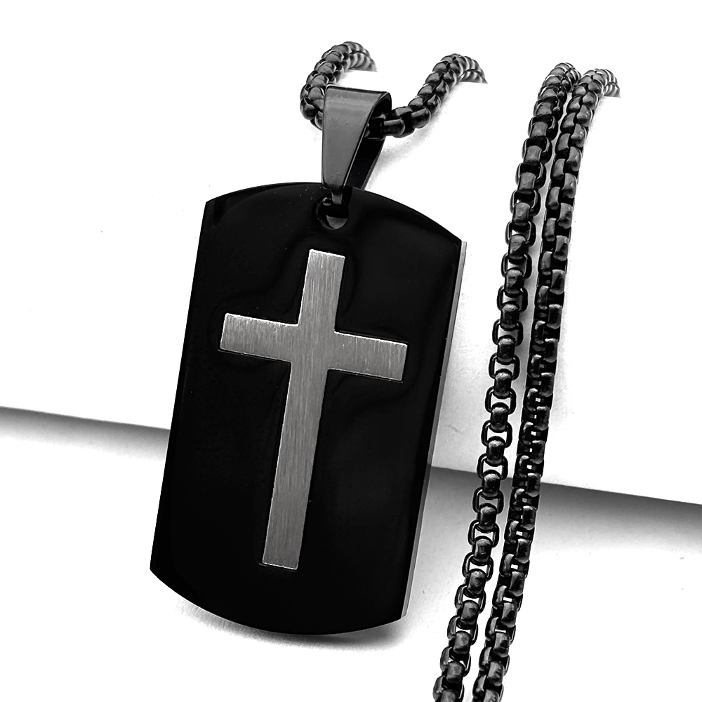 Kalung Rantai Salib Dua Warna  - Mens Dog Tag Necklace ulasan dan harga