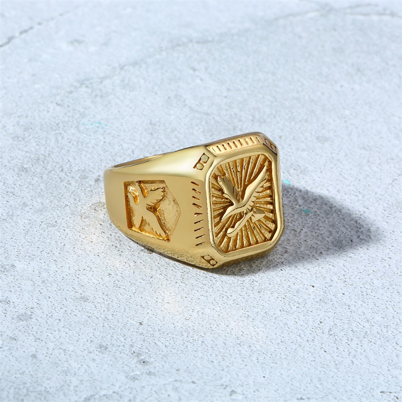 Cincin Signet Elang Botak untu - Mens Signet Ring ulasan dan harga