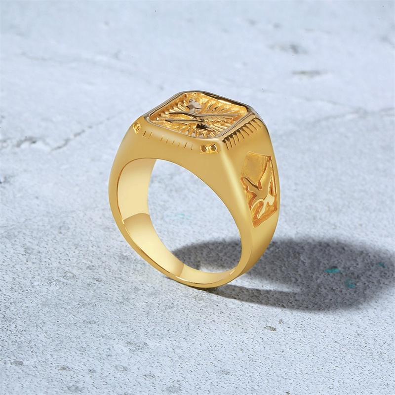 Cincin Signet Elang Botak untu - Mens Signet Ring ulasan dan harga